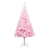 Vidaxl kunstkerstboom avec éclairage et balles de Noël 210 cm PVC rose