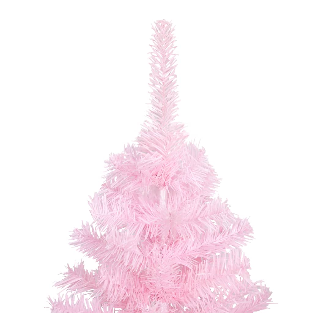 Vidaxl kunstkerstboom avec éclairage et balles de Noël 210 cm PVC rose