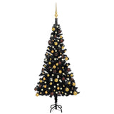 Vidaxl kunstkerstboom avec éclairage et balles de Noël 120 cm PVC noir
