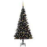 Vidaxl kunstkerstboom avec éclairage et balles de Noël 150 cm PVC noir