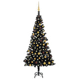 Vidaxl kunstkerstboom avec éclairage et balles de Noël 180 cm PVC noir