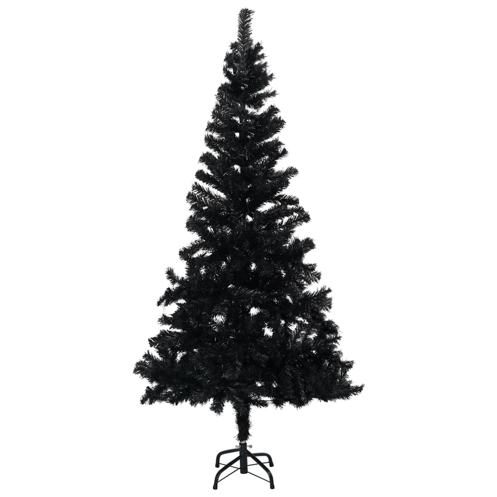 Vidaxl kunstkerstboom avec éclairage et balles de Noël 210 cm PVC noir