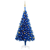 Vidaxl kunstkerstboom avec l'éclairage et les balles de Noël 180 cm PVC bleu