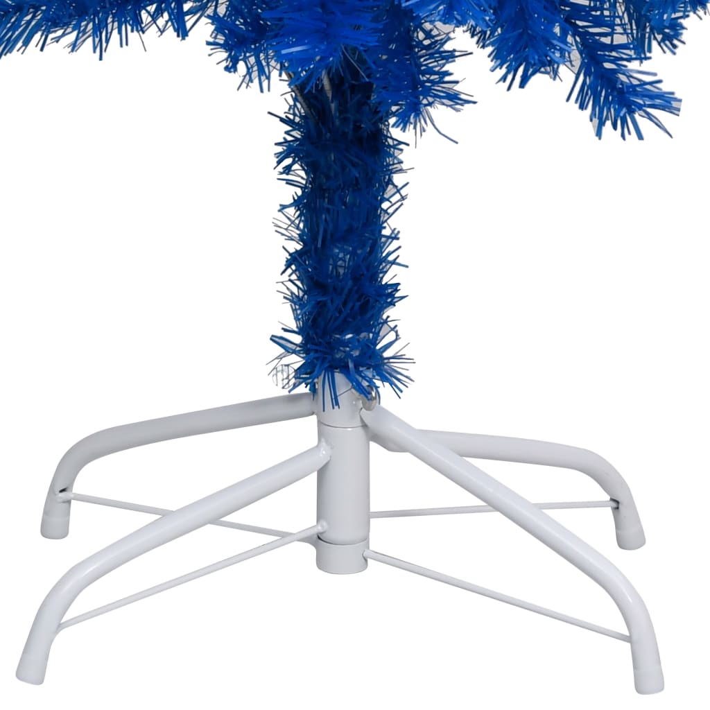 Vidaxl kunstkerstboom avec l'éclairage et les balles de Noël 180 cm PVC bleu