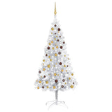 Vidaxl kunstkerstboom avec éclairage et balles de Noël 210 cm argent pour animaux de compagnie