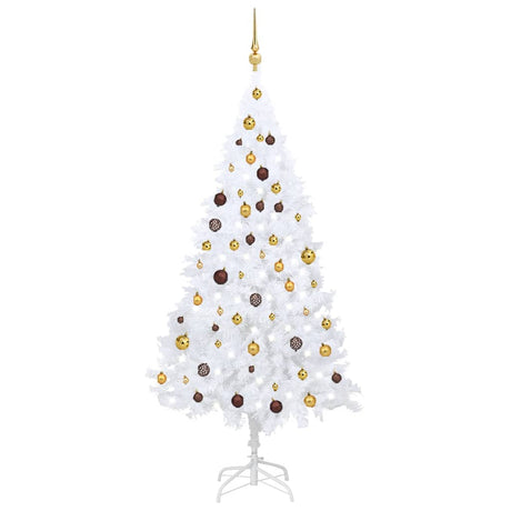 Vidaxl kunstkerstboom avec éclairage et balles de Noël 180 cm PVC blanc