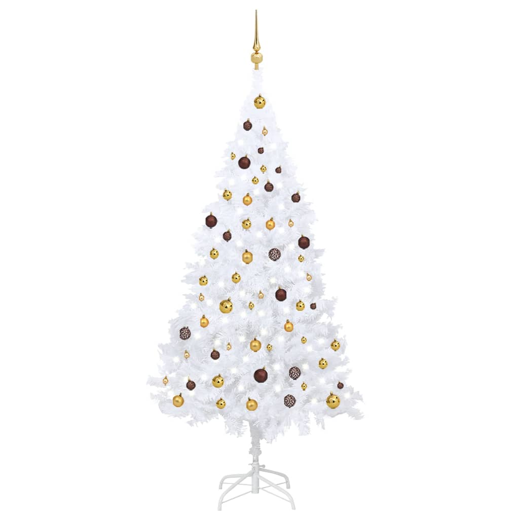 Vidaxl kunstkerstboom avec éclairage et balles de Noël 210 cm PVC blanc