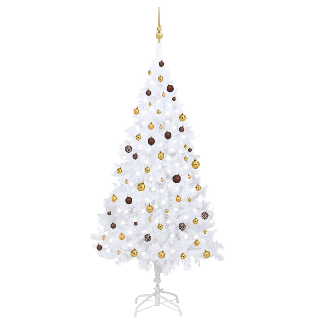 Vidaxl kunstkerstboom avec éclairage et balles de Noël 240 cm blancs