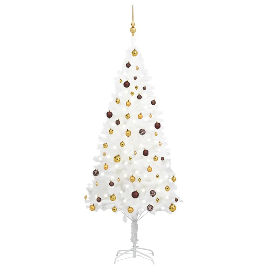 Vidaxl kunstkerstboom avec éclairage et balles de Noël 210 cm PVC blanc
