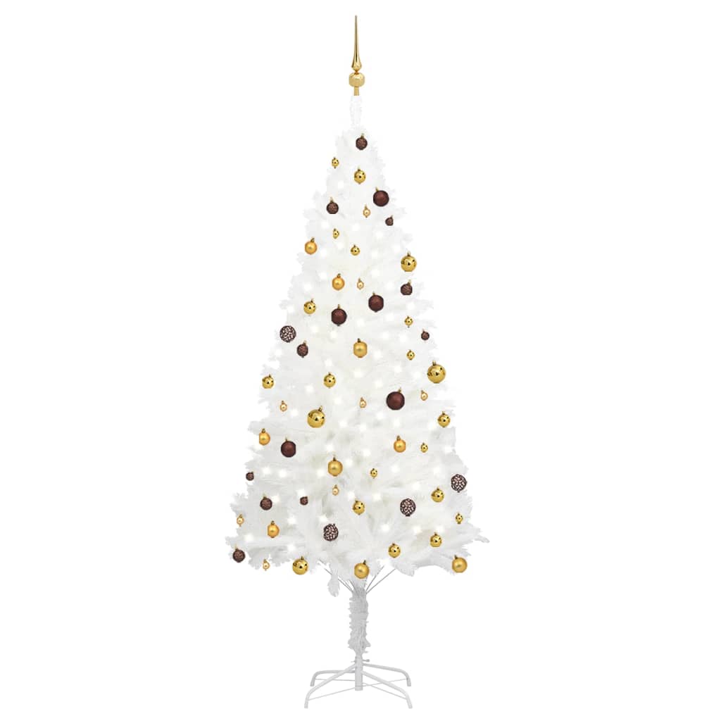 Vidaxl kunstkerstboom avec éclairage et balles de Noël 240 cm blancs