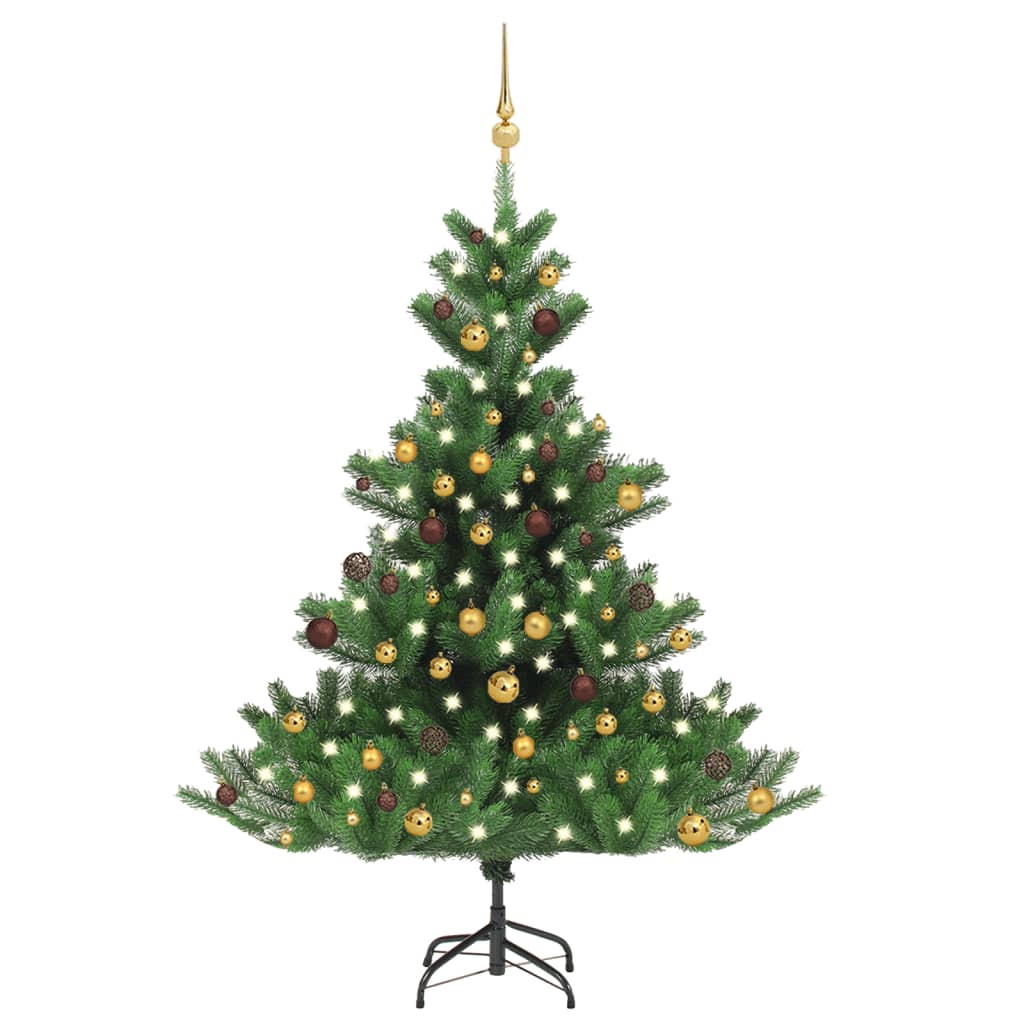 Vidaxl kunstkerstboom nordmann avec les LED et les balles de Noël 150 cm verts