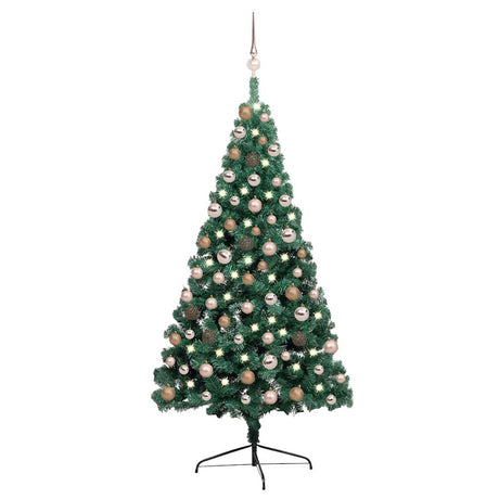Vidaxl Kunstkerstboom avec l'éclairage et les balles de Noël à 150 cm à mi-temps