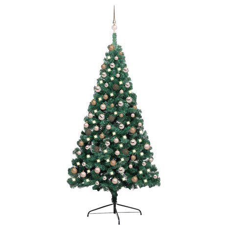 Vidaxl Kunstkerstboom avec l'éclairage et les balles de Noël demi-180 cm verts