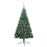 Vidaxl Kunstkerstboom avec l'éclairage et les balles de Noël à demi 210 cm vert