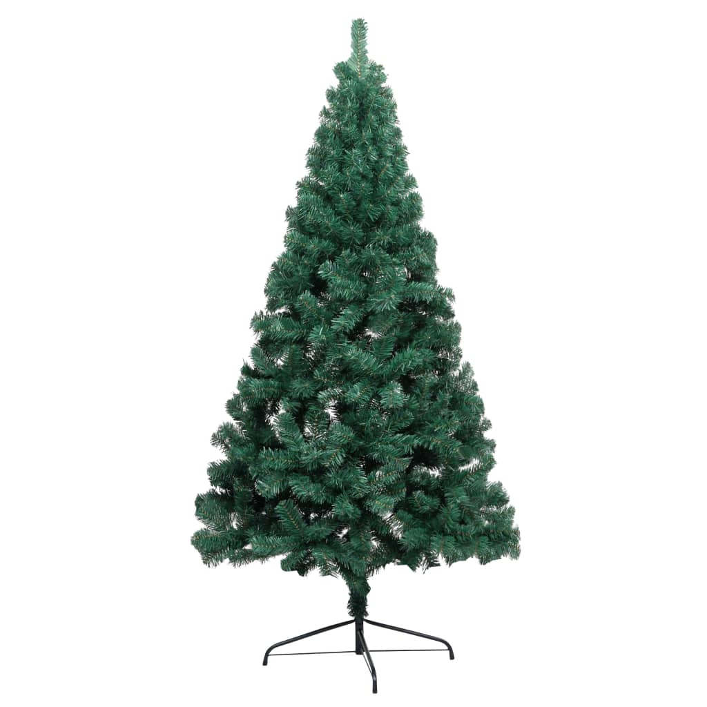 Vidaxl Kunstkerstboom avec l'éclairage et les balles de Noël à demi 210 cm vert