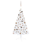 Vidaxl kunstkerstboom avec l'éclairage et les balles de Noël à demi 120 cm blanc