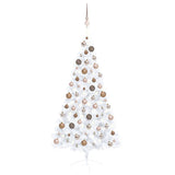 Vidaxl kunstkerstboom avec éclairage et balles de Noël demi-150 cm blancs