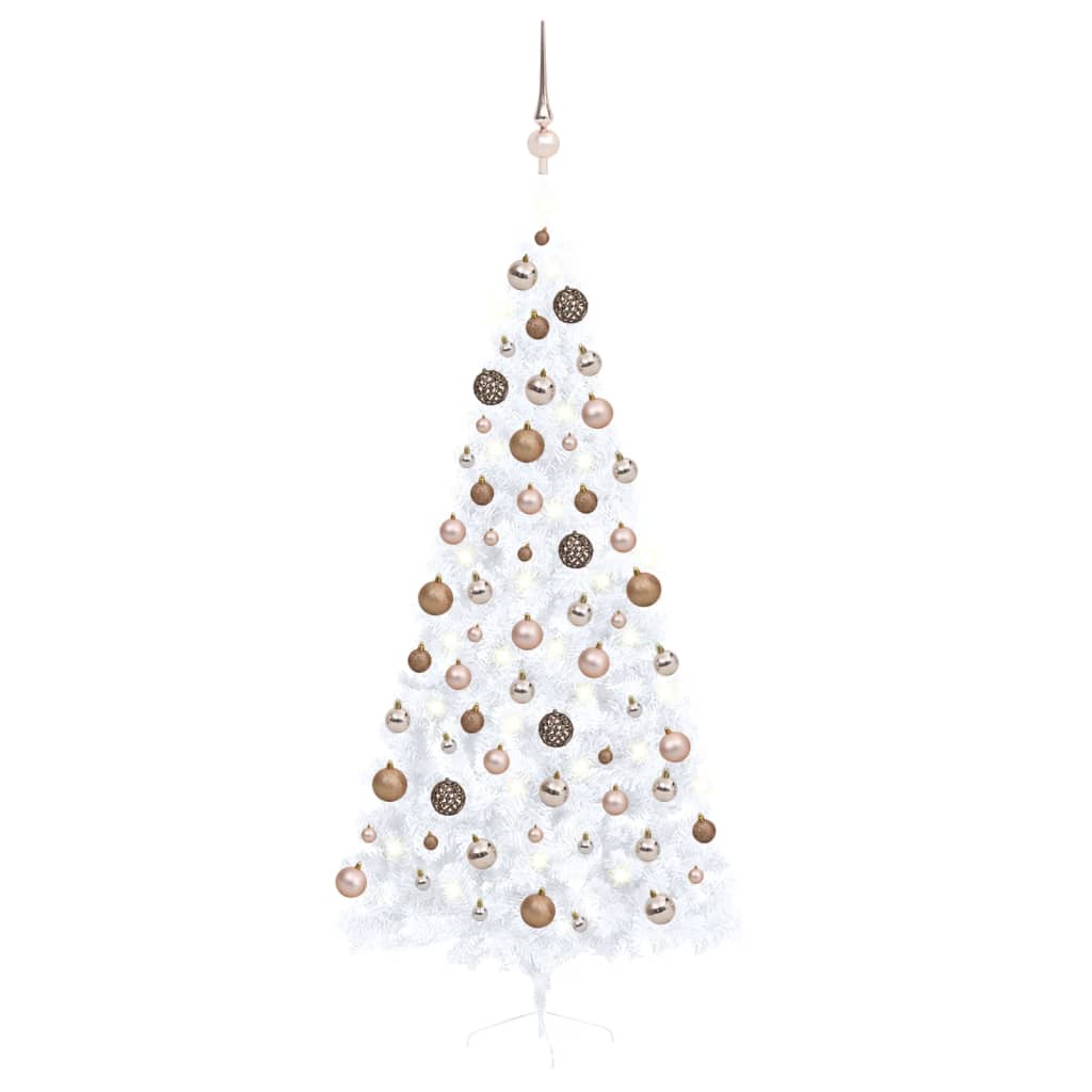 Vidaxl kunstkerstboom avec éclairage et balles de Noël demi-210 cm blancs