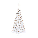 Vidaxl kunstkerstboom avec éclairage et balles de Noël demi-210 cm blancs