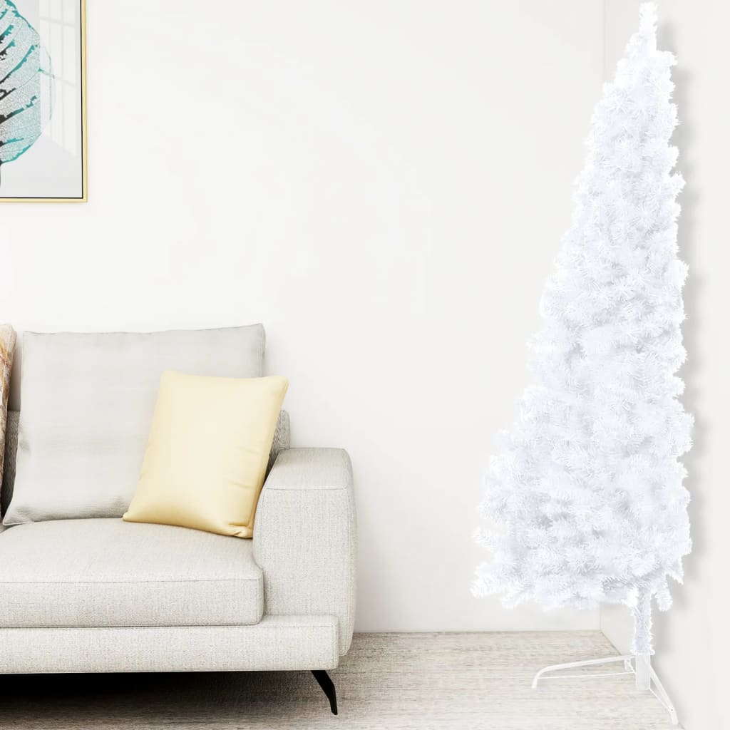 Vidaxl kunstkerstboom avec éclairage et balles de Noël demi-210 cm blancs