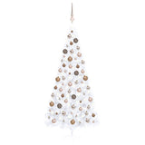Vidaxl kunstkerstboom avec l'éclairage et les balles de Noël demi-240 cm blancs