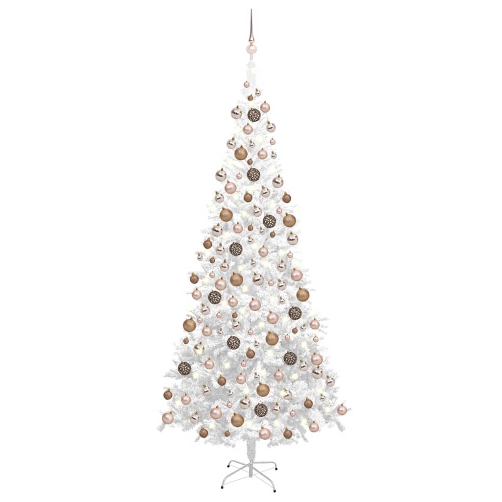 Vidaxl kunstkerstboom avec éclairage et balles de Noël l 240 cm blancs