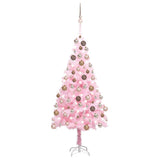 Vidaxl kunstkerstboom avec éclairage et balles de Noël 180 cm PVC rose