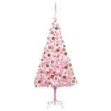 Vidaxl kunstkerstboom avec éclairage et balles de Noël 210 cm PVC rose
