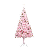 Vidaxl kunstkerstboom avec éclairage et balles de Noël 240 cm PVC rose