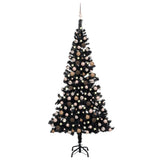 Vidaxl kunstkerstboom avec éclairage et balles de Noël 210 cm PVC noir