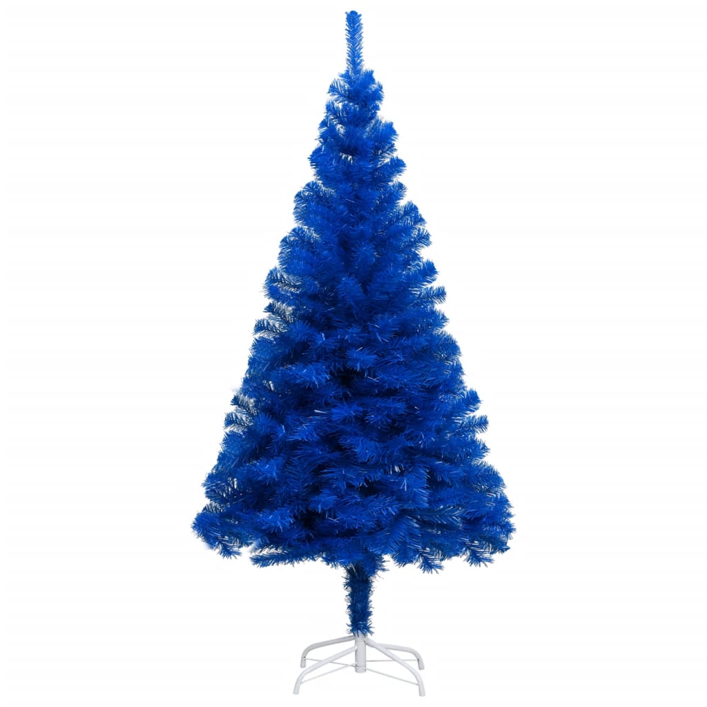 Vidaxl kunstkerstboom avec l'éclairage et les balles de Noël 120 cm PVC bleu