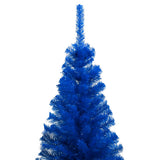Vidaxl kunstkerstboom avec l'éclairage et les balles de Noël 150 cm PVC bleu
