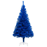 Vidaxl kunstkerstboom avec l'éclairage et les balles de Noël 180 cm PVC bleu