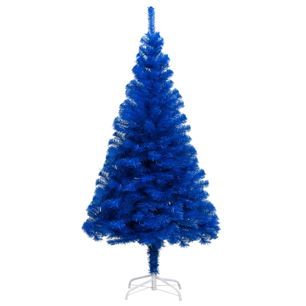 Vidaxl kunstkerstboom avec l'éclairage et les balles de Noël 210 cm PVC bleu