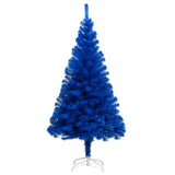 Vidaxl kunstkerstboom avec l'éclairage et les balles de Noël 210 cm PVC bleu
