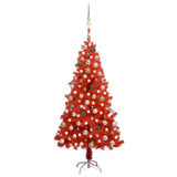 Vidaxl kunstkerstboom avec éclairage et balles de Noël 150 cm en PVC rouge