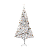 Vidaxl kunstkerstboom avec éclairage et balles de Noël 210 cm argent pour animaux de compagnie