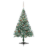 Vidaxl kunstkerstboom avec des boules d'éclairage cône de pin de neige 150 cm