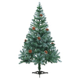 Vidaxl kunstkerstboom avec des boules d'éclairage cône de pin de neige 150 cm