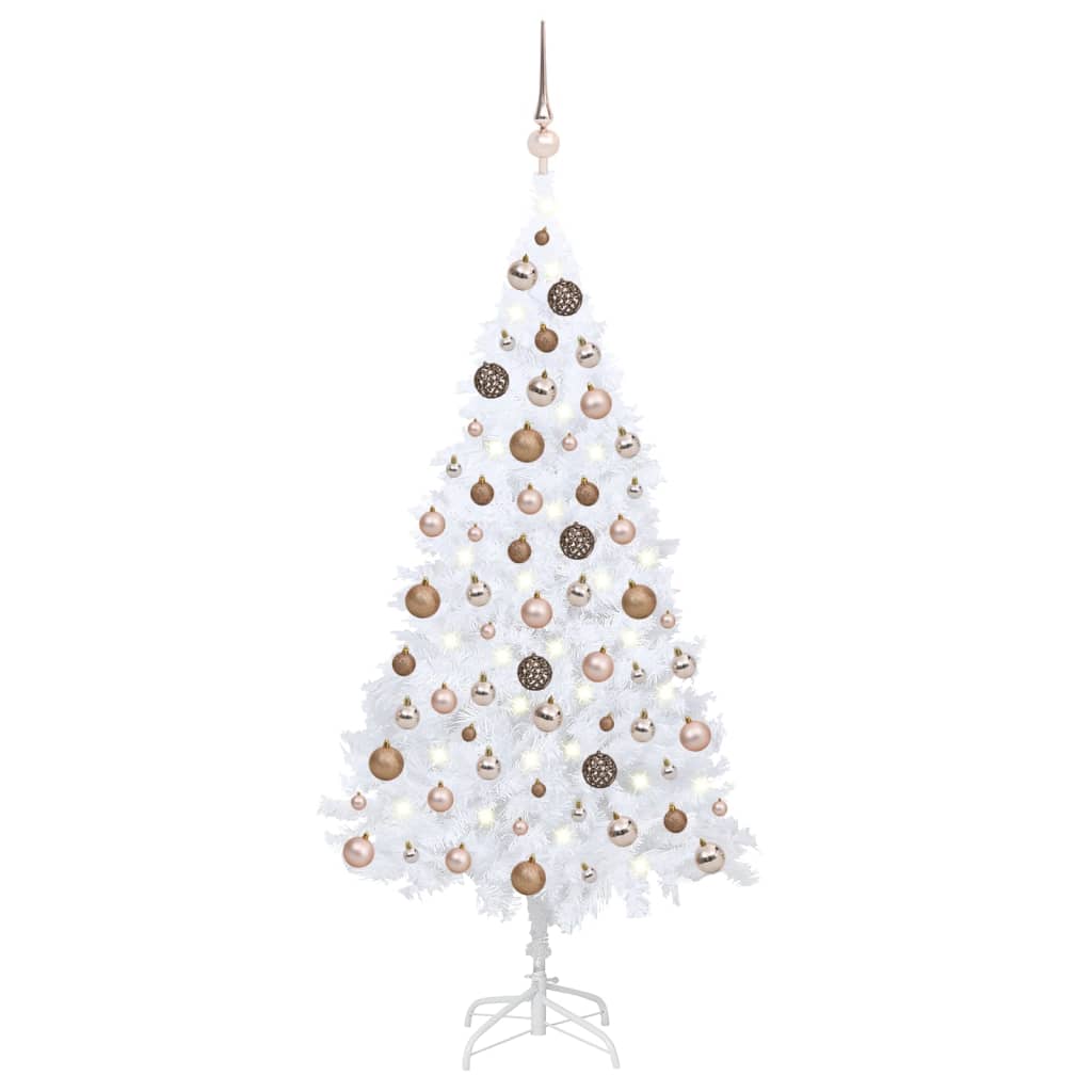 Vidaxl kunstkerstboom avec éclairage et balles de Noël 150 cm PVC blanc