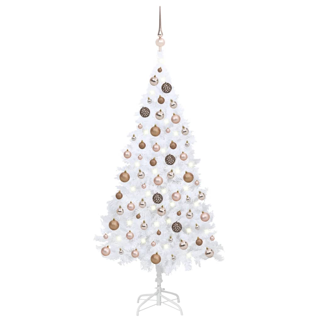 Vidaxl kunstkerstboom avec éclairage et balles de Noël 180 cm PVC blanc