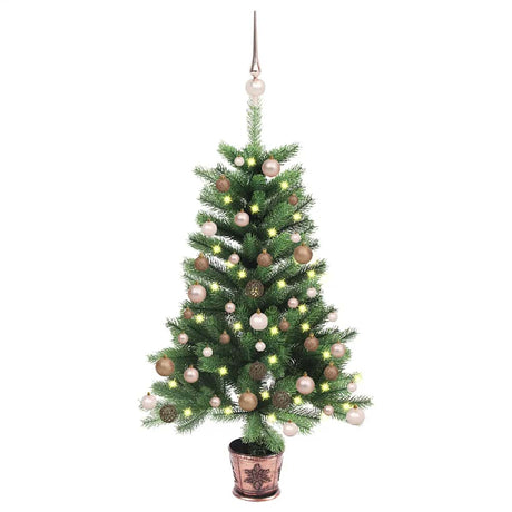 Vidaxl kunstkerstboom avec éclairage et balles de Noël 90 cm verts