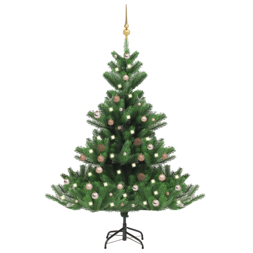 Vidaxl kunstkerstboom nordmann avec les LED et les balles de Noël 120 cm verts