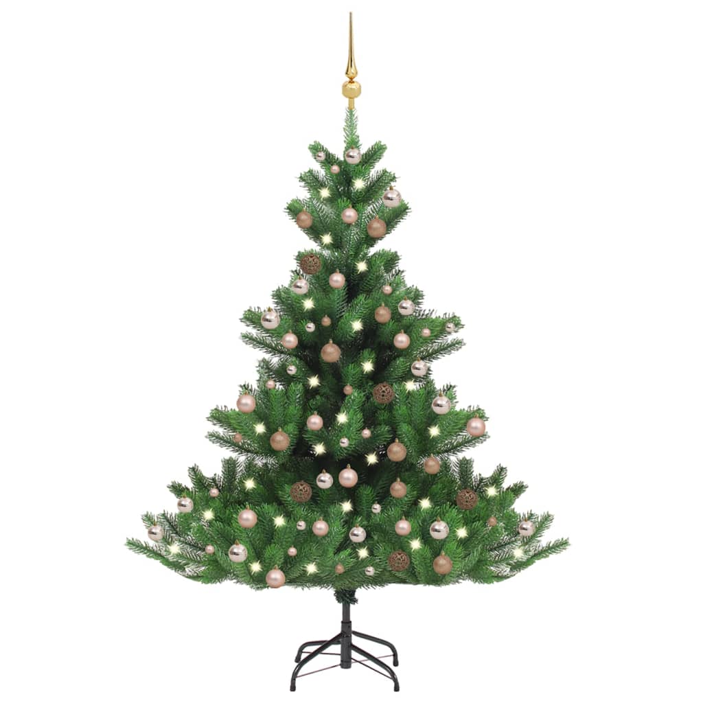Vidaxl kunstkerstboom nordmann avec les LED et les balles de Noël 210 cm verts