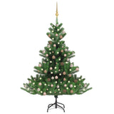 Vidaxl kunstkerstboom nordmann avec les LED et les balles de Noël 210 cm verts