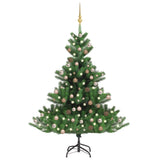 Vidaxl kunstkerstboom nordmann avec les LED et les balles de Noël 240 cm verts