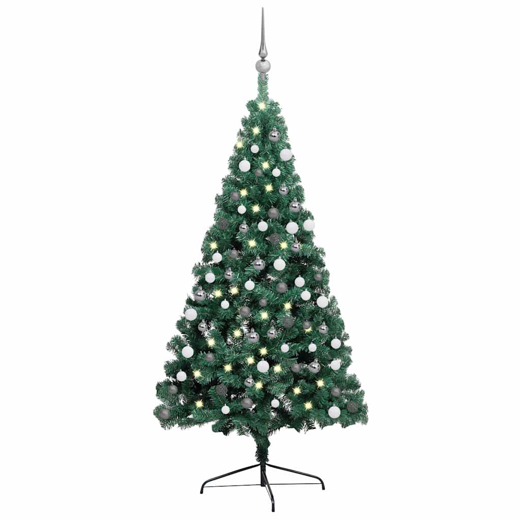 Vidaxl Kunstkerstboom avec l'éclairage et les balles de Noël à demi 120 cm vert