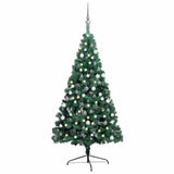 Vidaxl Kunstkerstboom avec l'éclairage et les balles de Noël à 150 cm à mi-temps