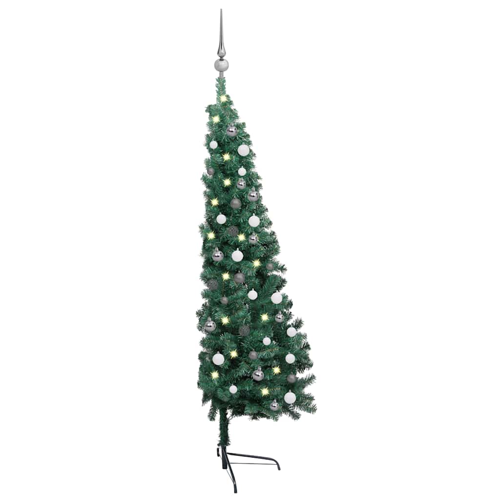 Vidaxl Kunstkerstboom avec l'éclairage et les balles de Noël à 150 cm à mi-temps