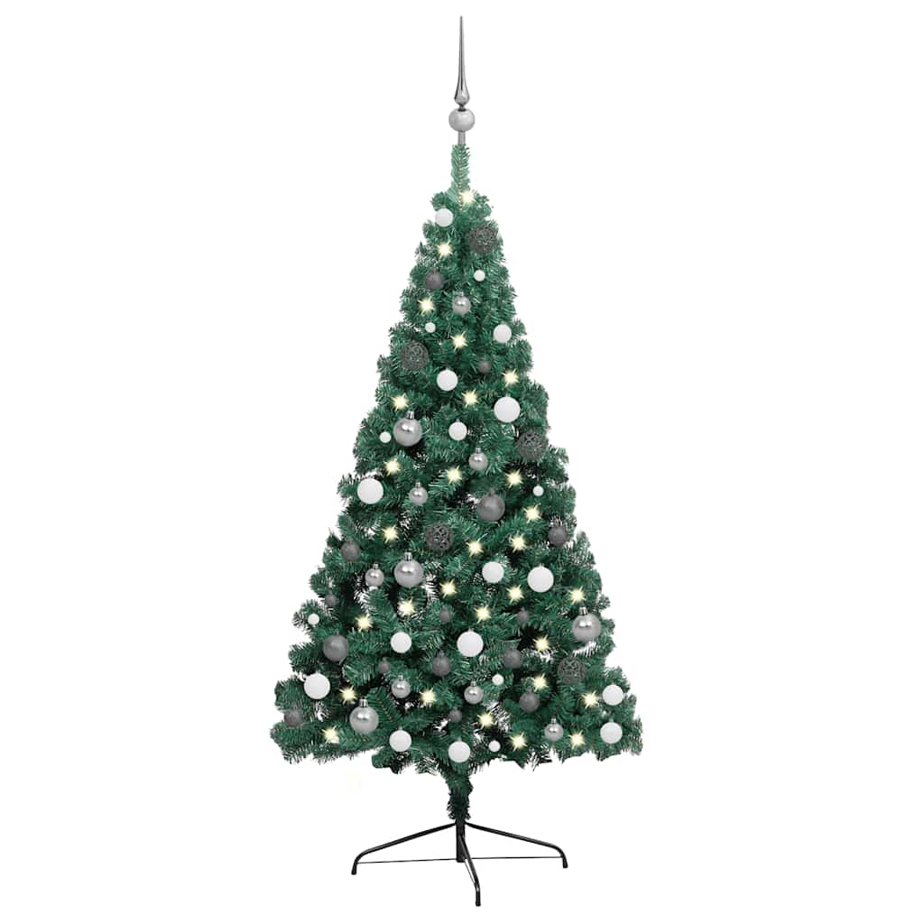 Vidaxl Kunstkerstboom avec l'éclairage et les balles de Noël demi-240 cm verts